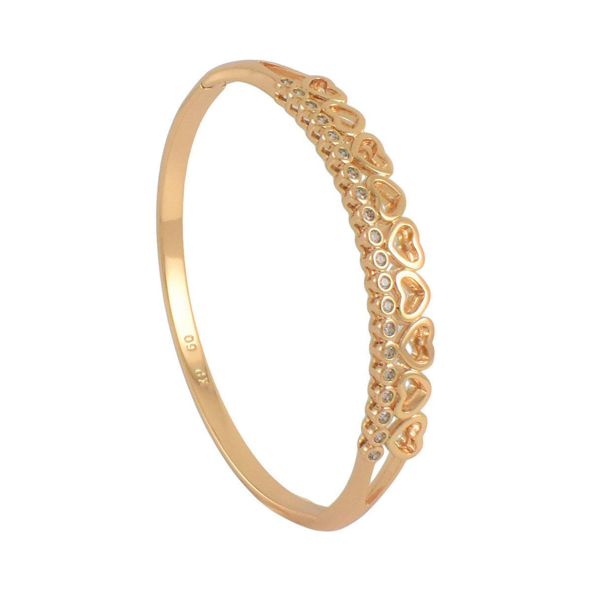 Gold Plated Heart CZ Cuff Bracelet