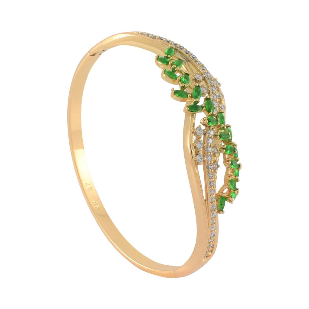 Gold Plated Leaves CZ Cuff Bracelet