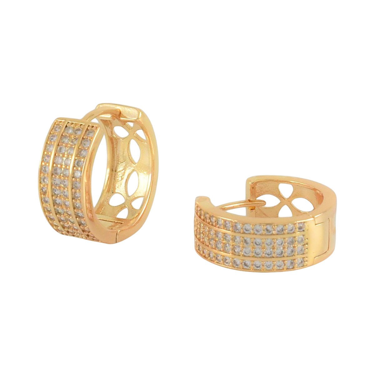 Gold Plated CZ Huggies Earrings | Wholesale Jewelry