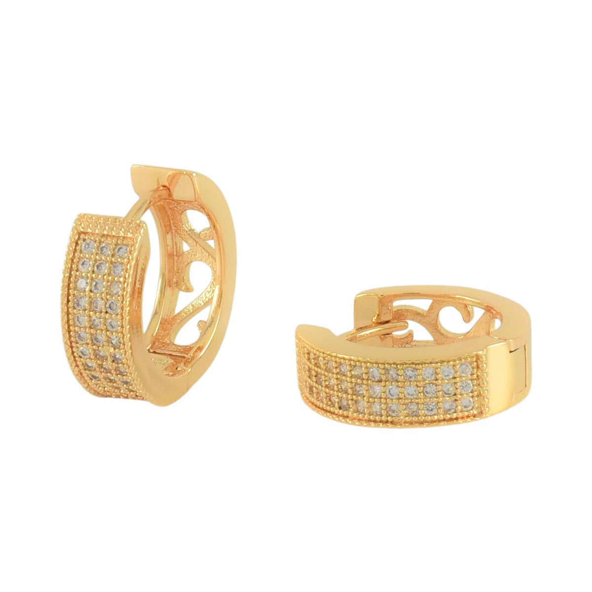 Gold Plated CZ Huggies Earrings | Wholesale Jewelry