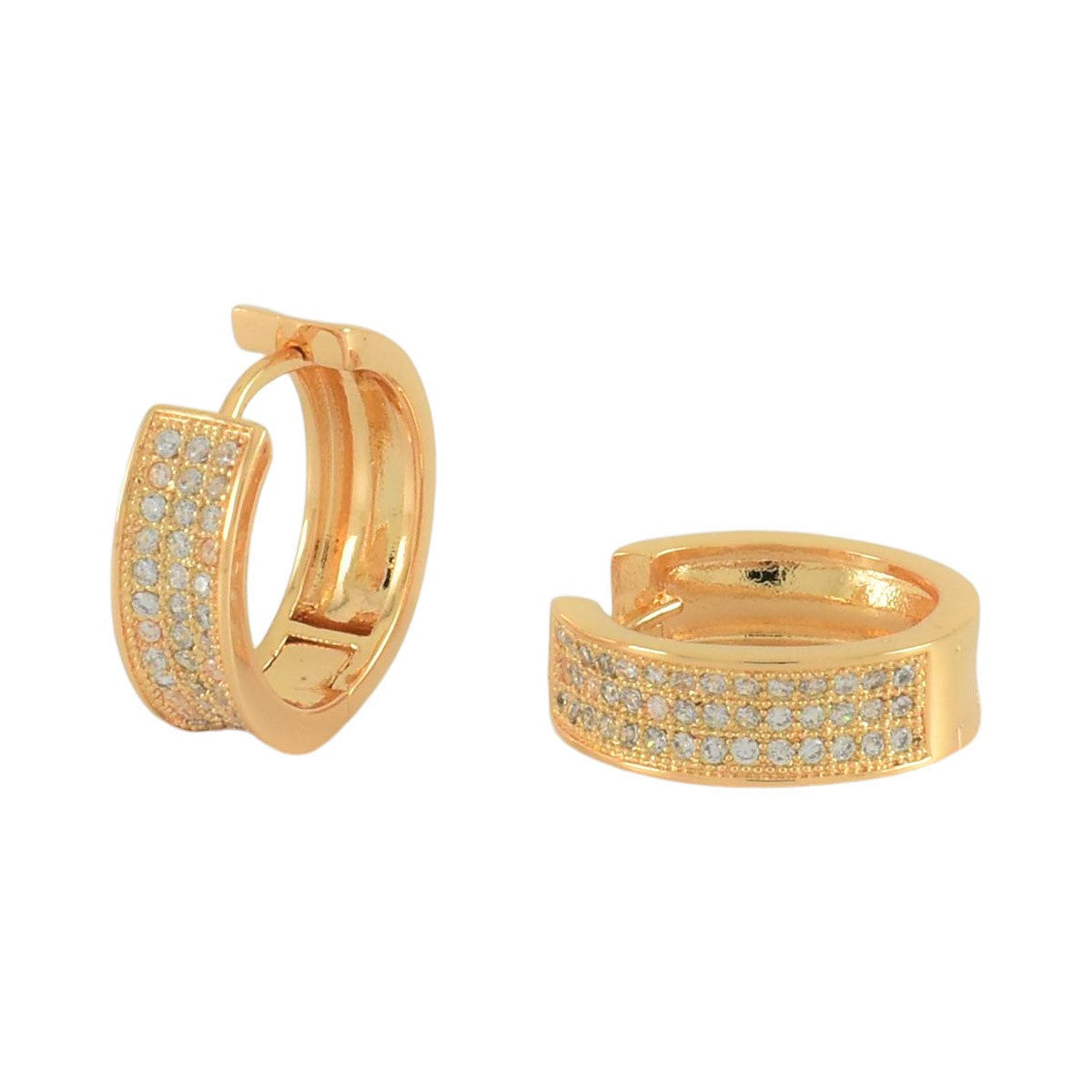 Gold Plated CZ Huggies Earrings | Wholesale Jewelry