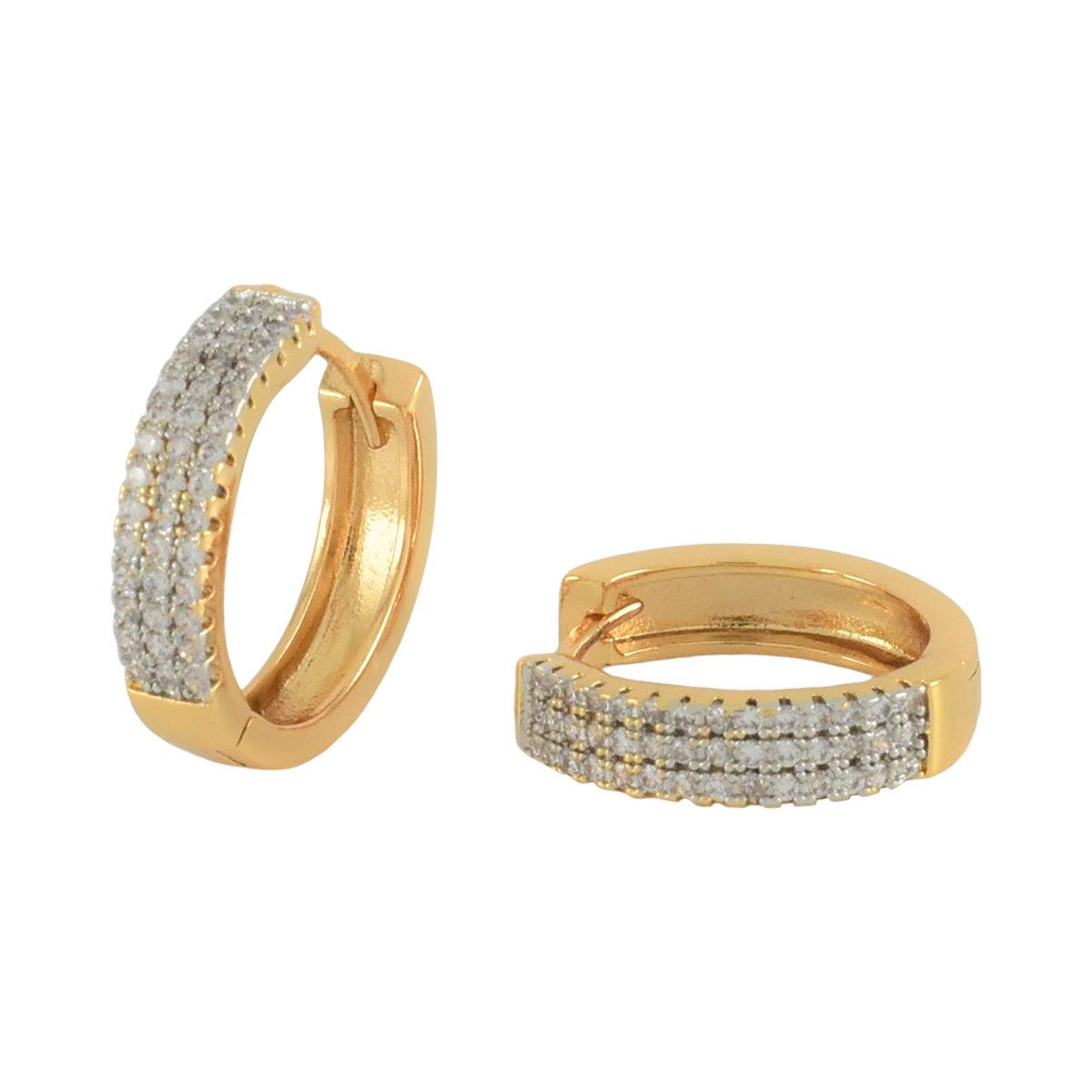 Gold Plated CZ Huggies Earrings | Wholesale Jewelry