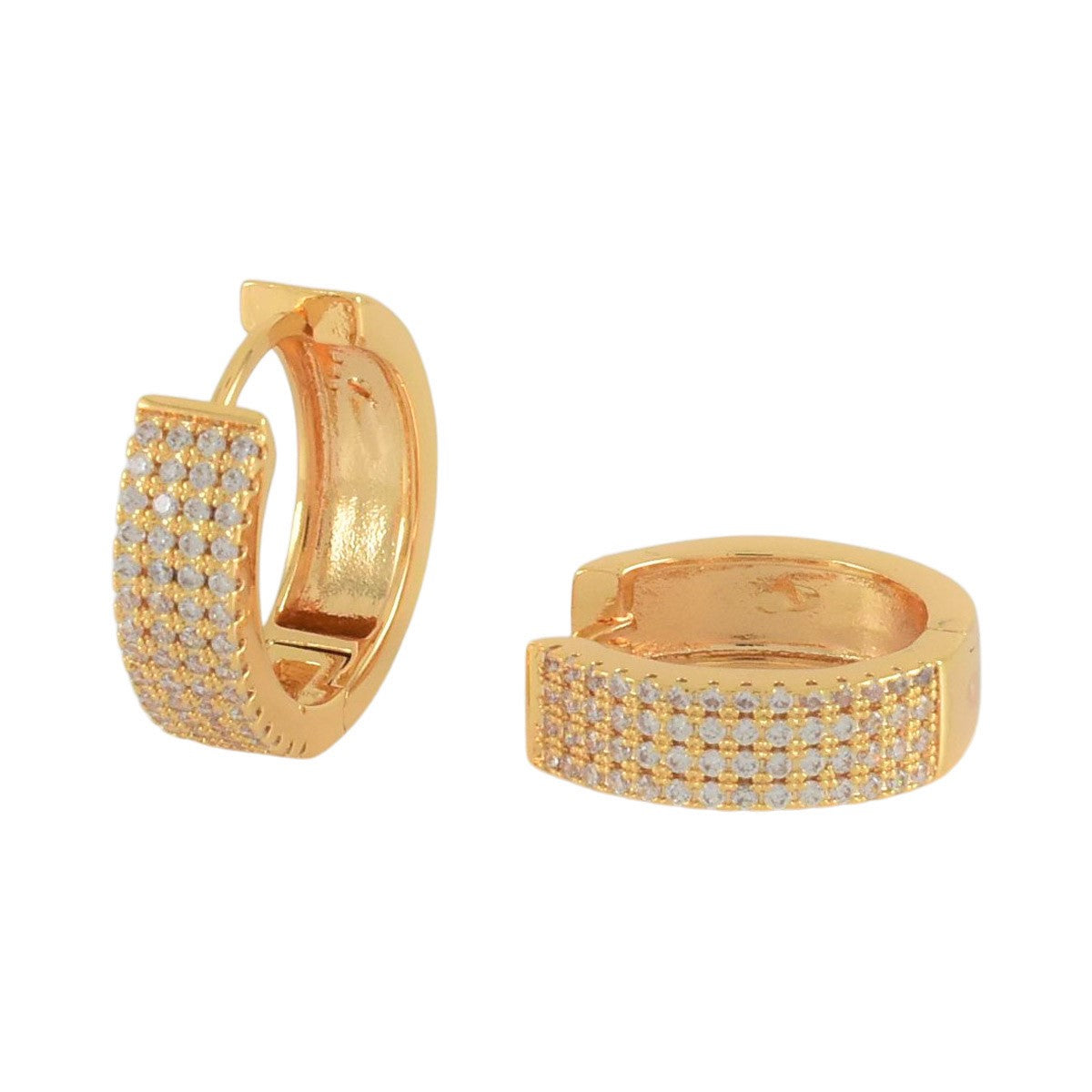 Gold Plated CZ Huggies Earrings | Wholesale Jewelry