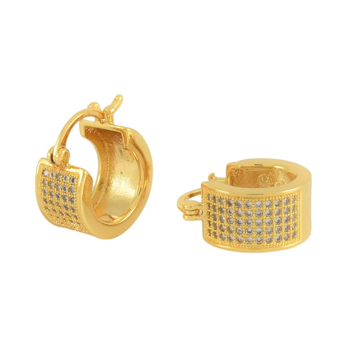 Gold Plated CZ Huggies Earrings | Wholesale Jewelry