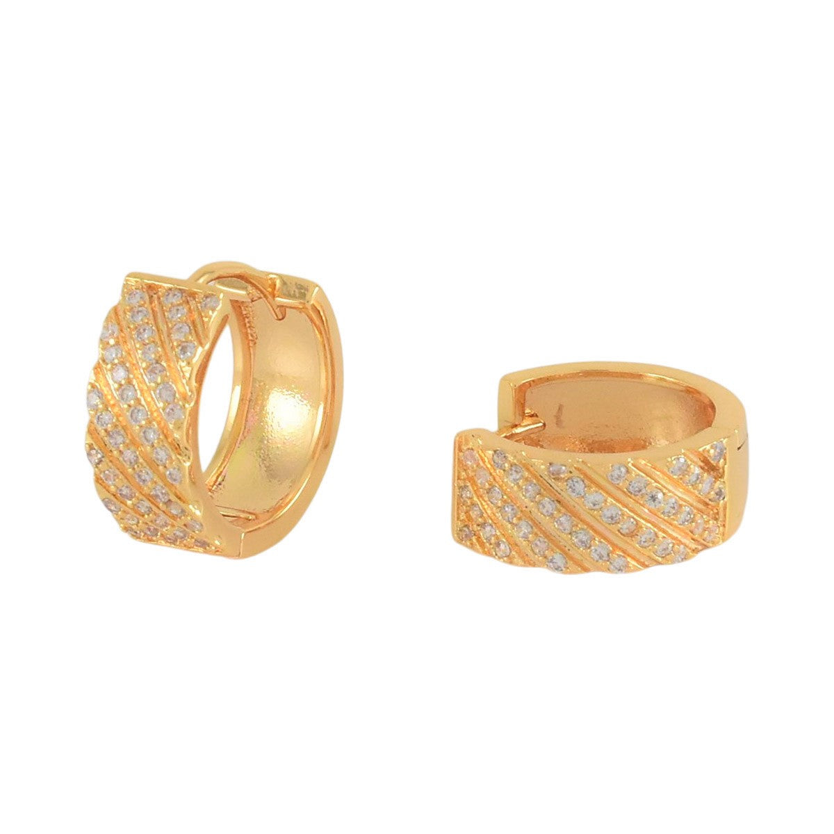 Gold Plated CZ Huggies Earrings | Wholesale Jewelry