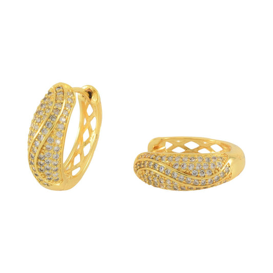 Gold Plated CZ Huggies Earrings | Wholesale Jewelry