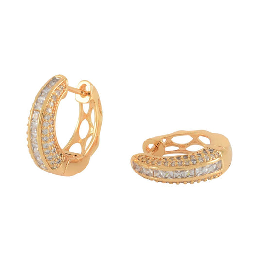 Gold Plated CZ Huggies Earrings | Wholesale Jewelry