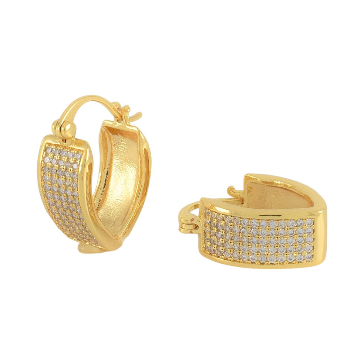 Gold Plated CZ Huggies Earrings | Wholesale Jewelry