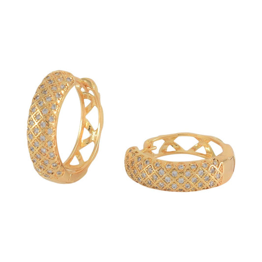 Gold Plated CZ Huggies Earrings | Wholesale Jewelry