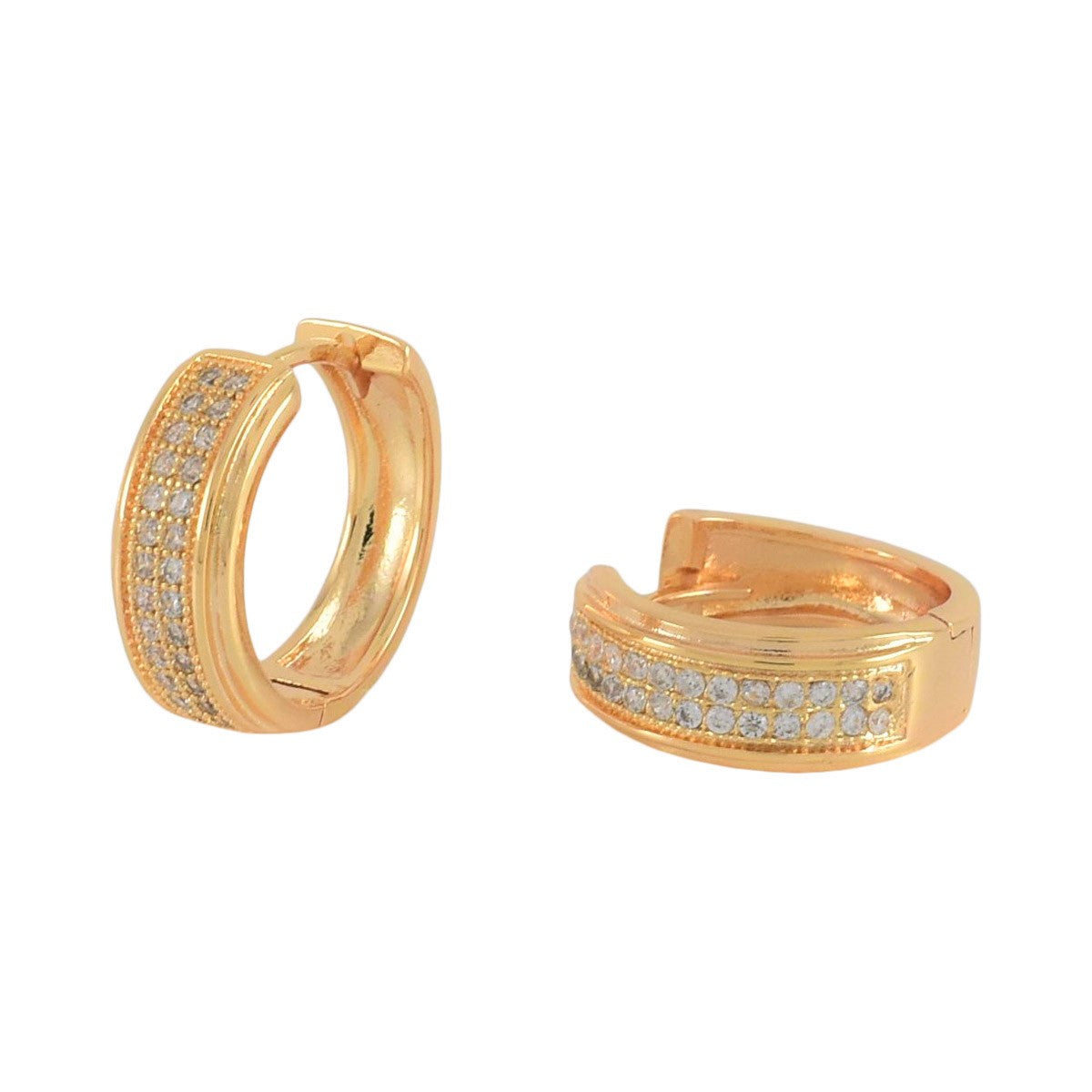 Gold Plated CZ Huggies Earrings | Wholesale Jewelry