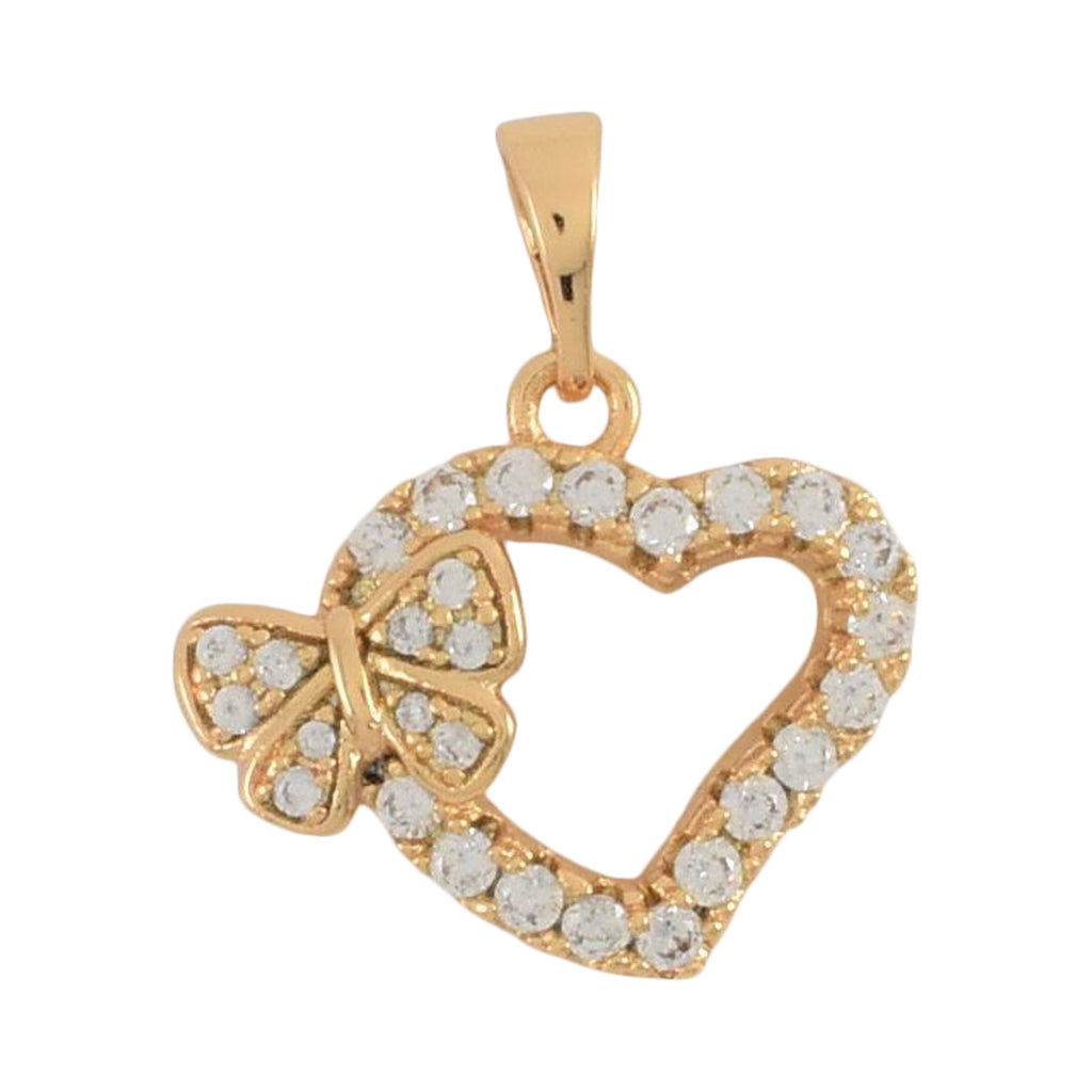 Gold plated Heart with Butterfly Pendant