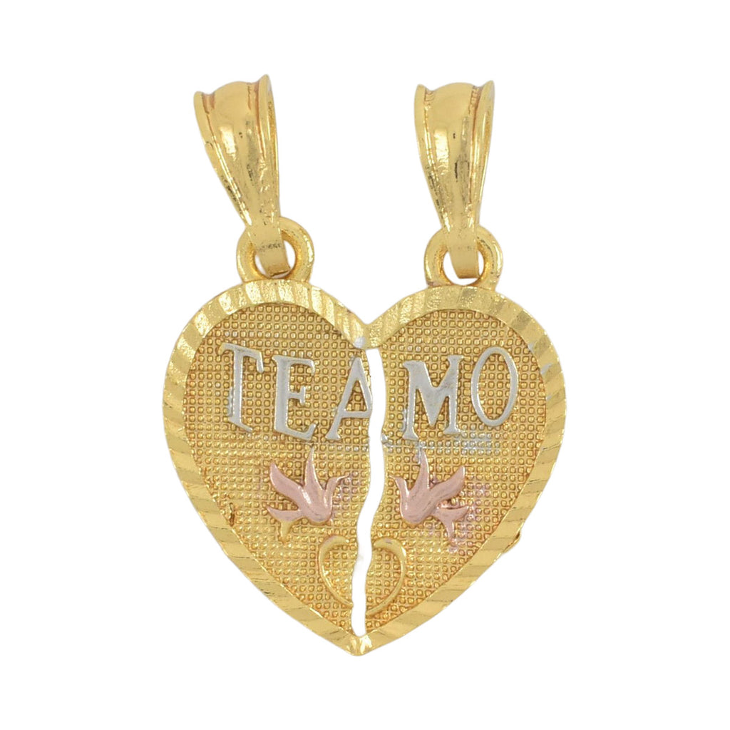 Gold plated Heart TE AMO Pendant