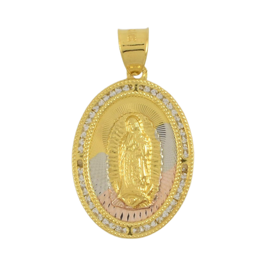 Gold plated TriColor Virgin Mary Pendant