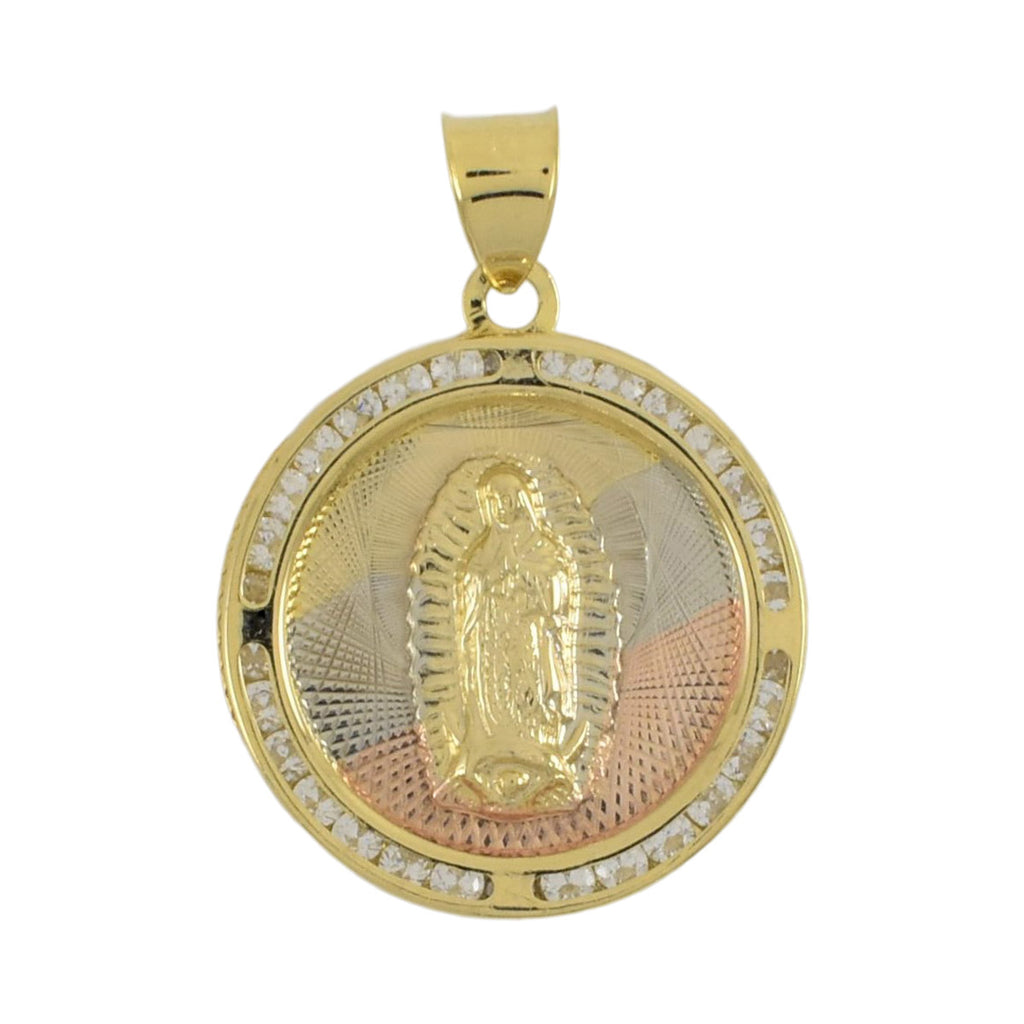 Gold plated TriColor Virgin Mary Pendant
