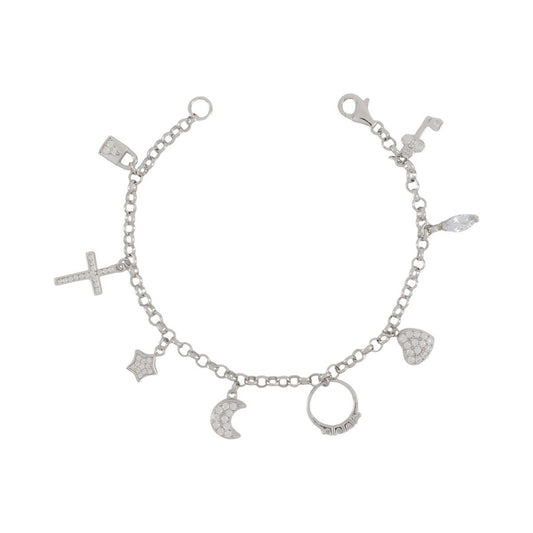 925 Sterling Silver Charm Bracelet - Beautiful Charm Bracelet - 7.5in | Wholesale Jewelry