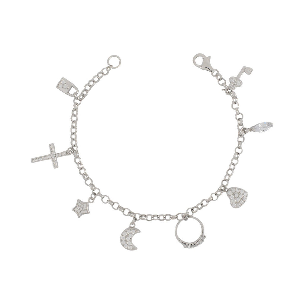 .925 Sterling Silver Charm Bracelet - Beautiful Charm Bracelet - 7.5in