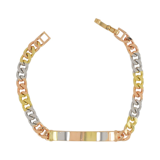 Gold Plated Tri Tone ID Bracelet | Wholesale Jewelry