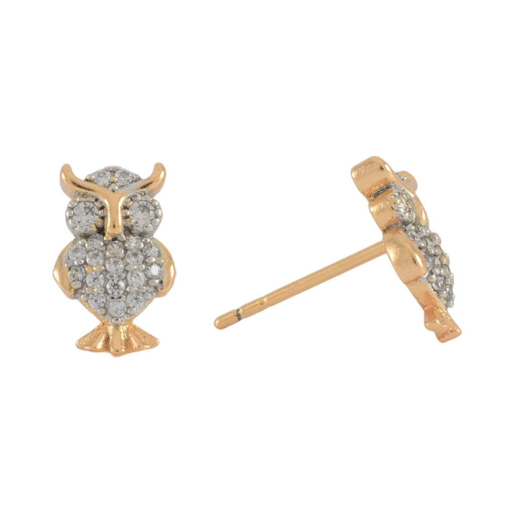 Gold Plated Owl Stud Earrings