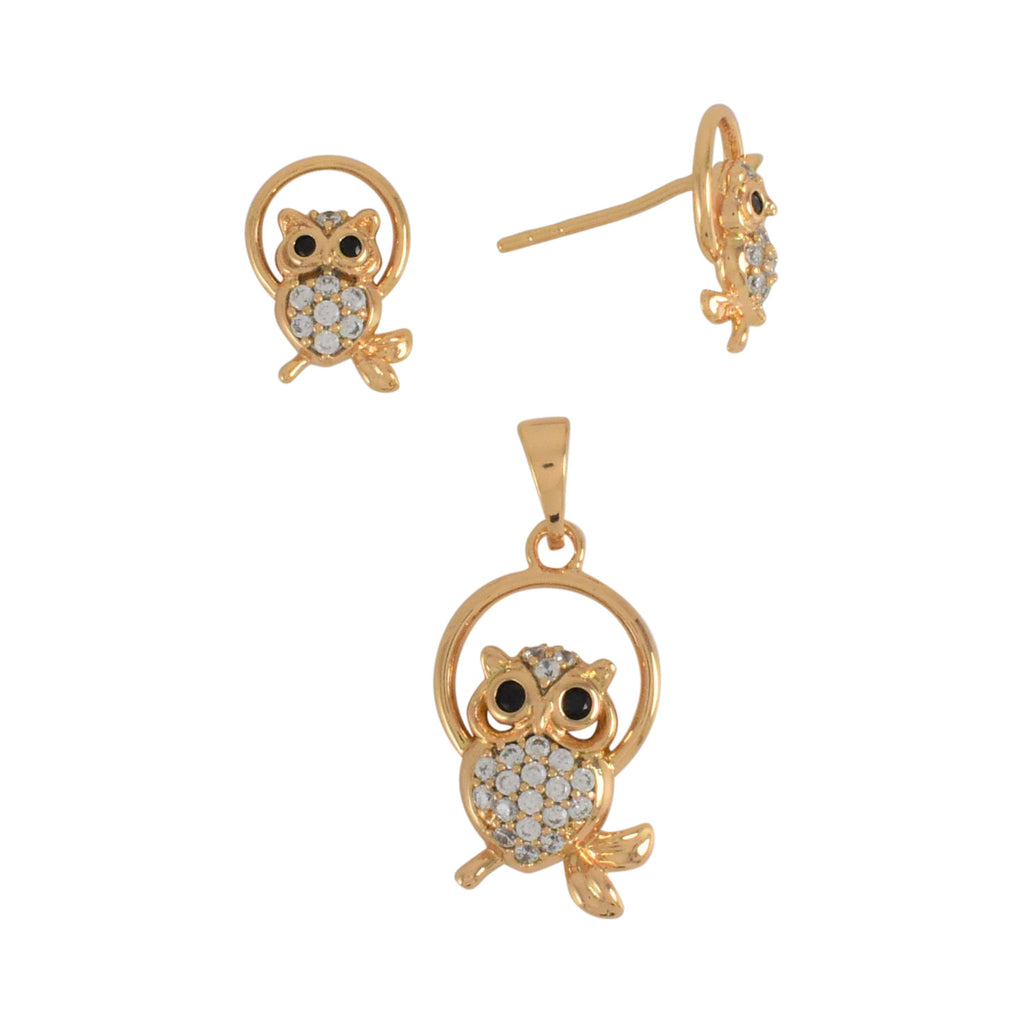 Gold Plated Owl Set