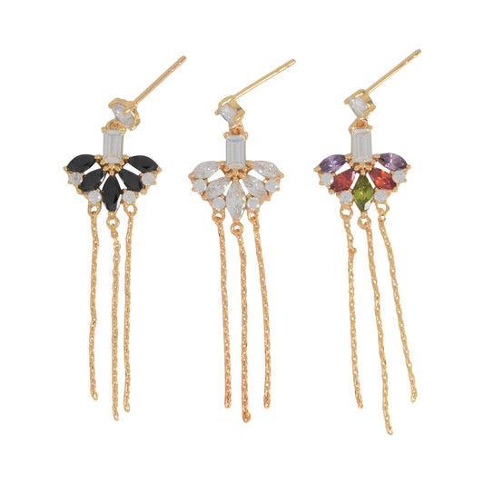 Gold Plated CZ Long Stud Earrings | Wholesale Jewelry