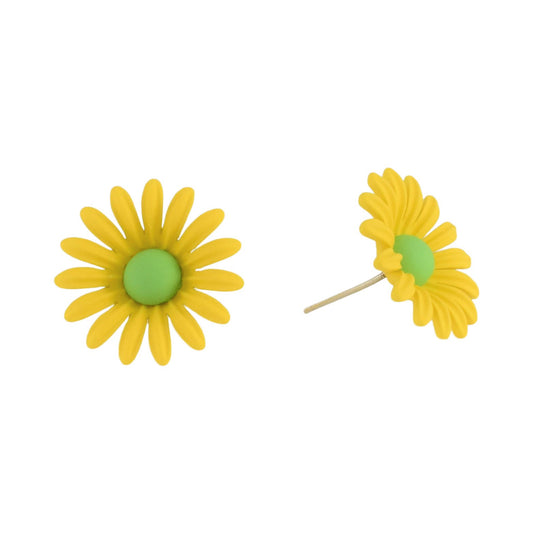 Gold Plated Yellow Daisy Stud Earrings | Wholesale Jewelry