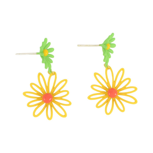 Gold Plated Yellow Green Daisy Stud Earrings | Wholesale Jewelry