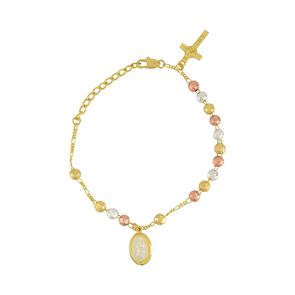Gold Plated Tri Tone Hand Rosary Bracelet