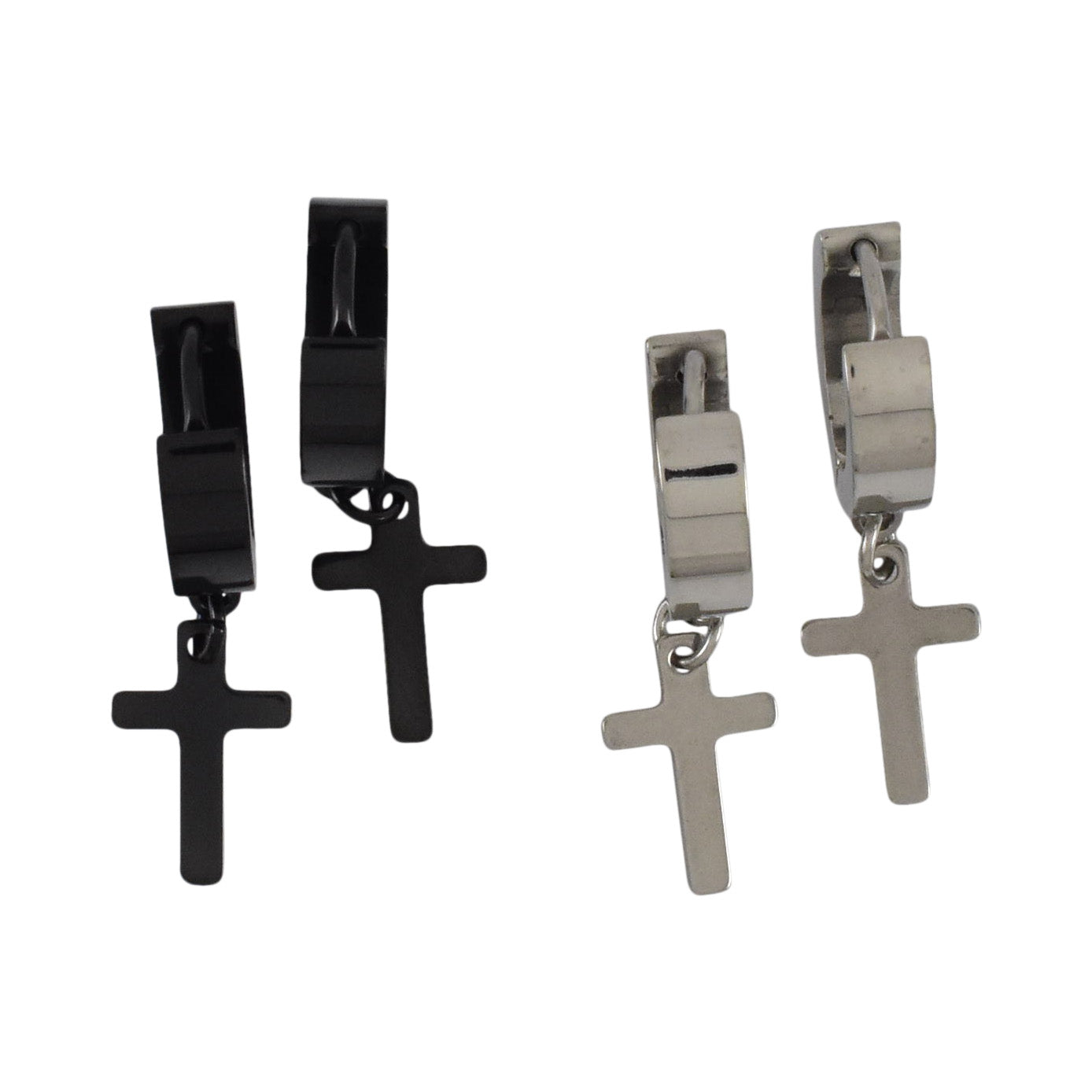 Stainless Steel Cross Huggies Earrings | Wholesale Jewelry