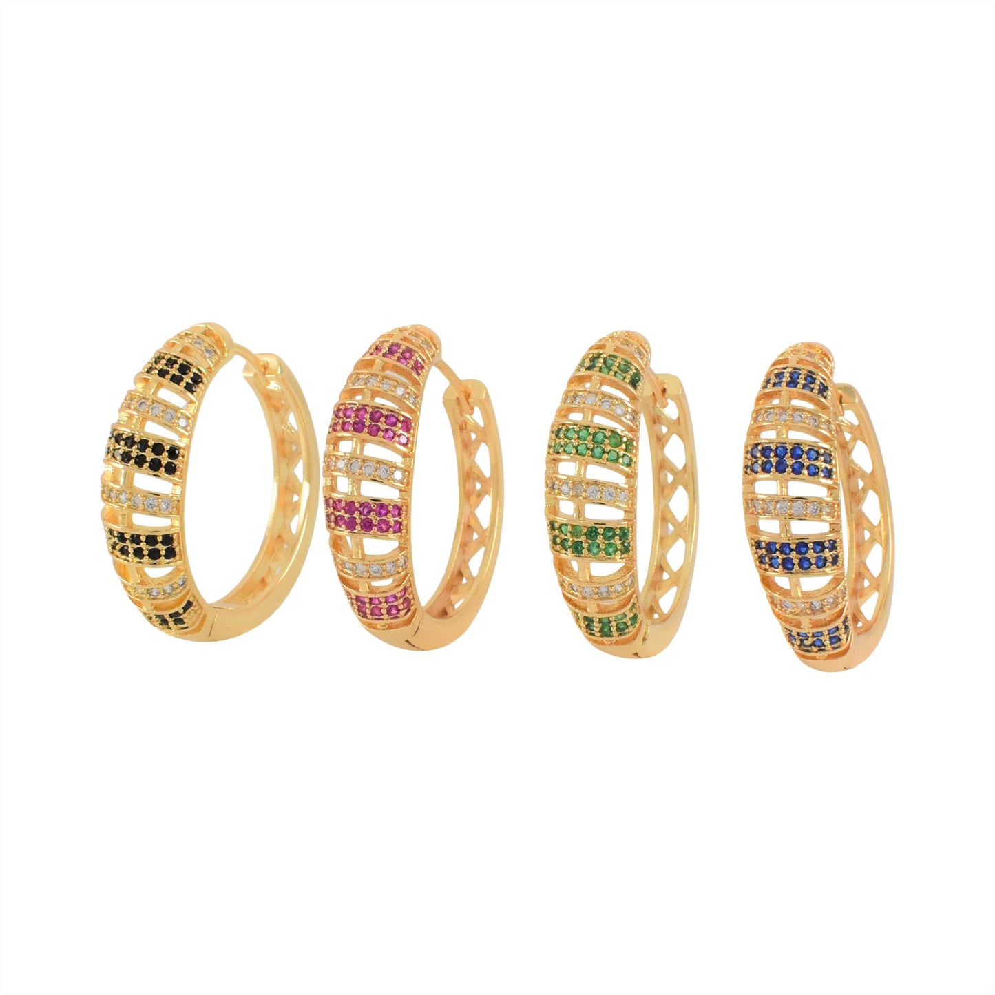 Gold Plated Multicolor Huggies Earrings | Wholesale Jewelry