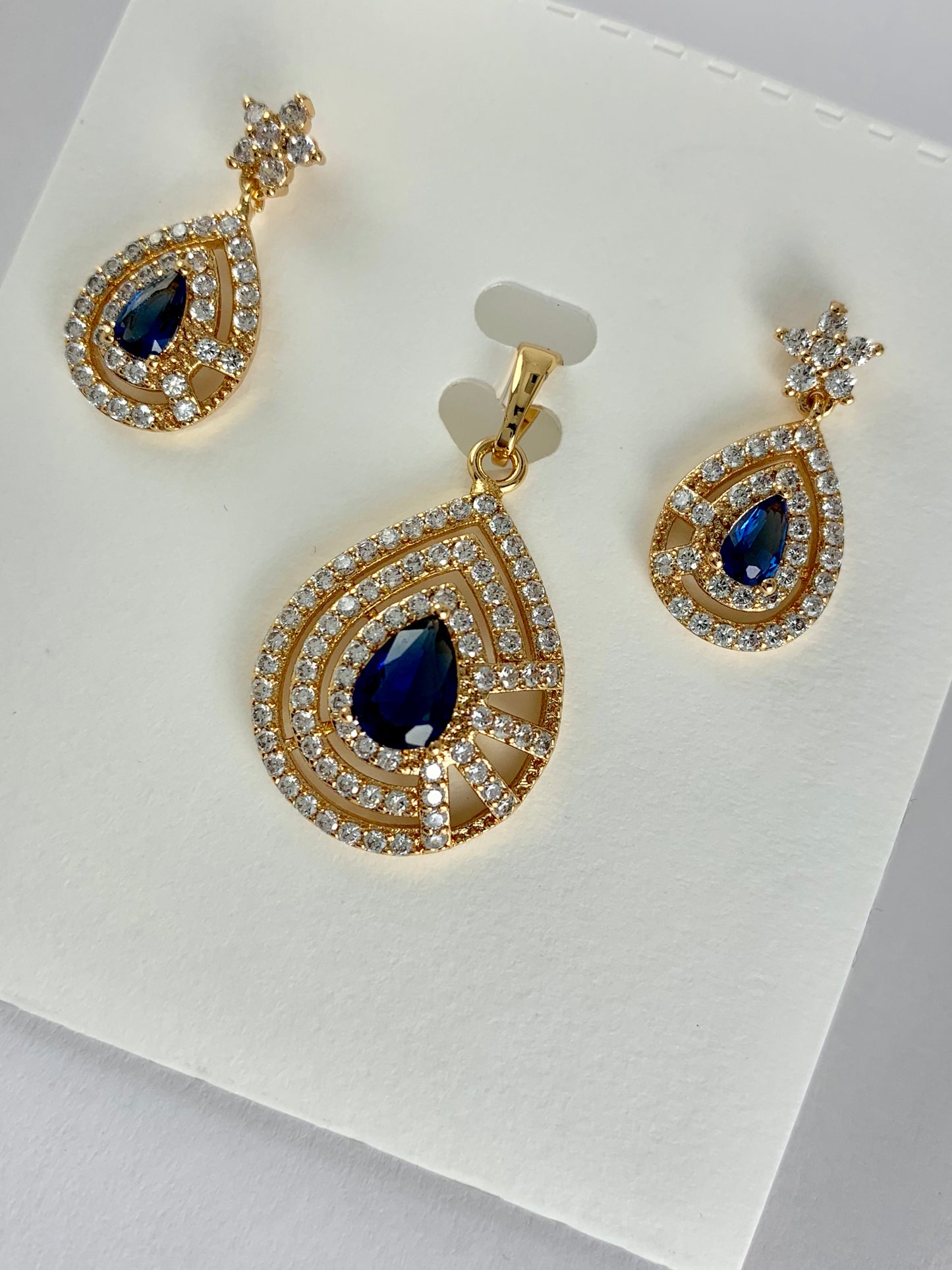 Gold Plated Teardrop CZ Set