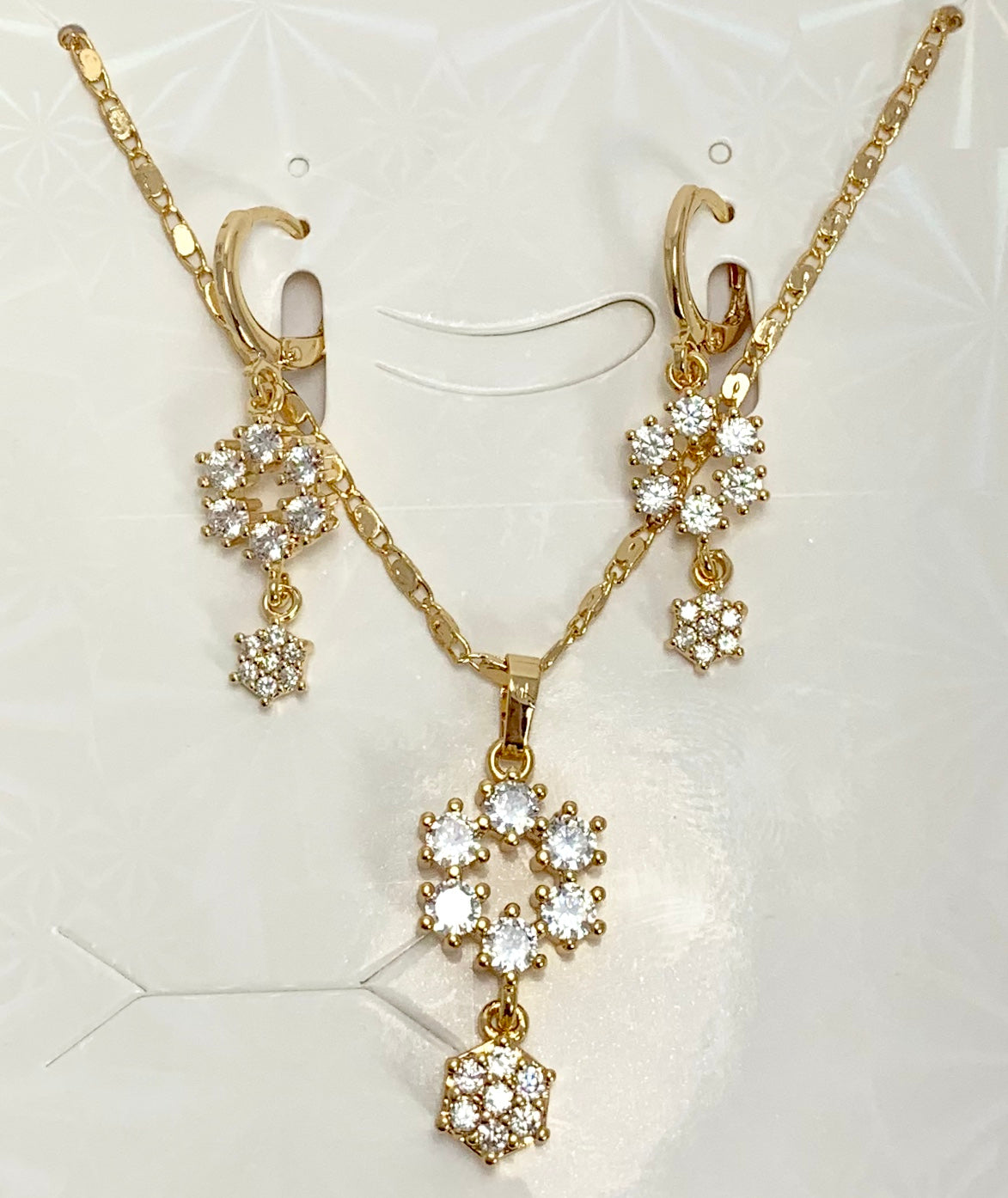 Gold Plated Teardrop CZ Set