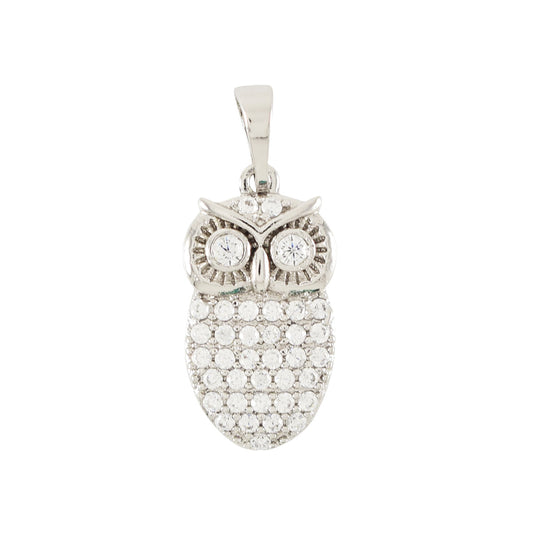 Silver Plated Owl CZ Pendant / Dije De Buho En Plata Con Piedra CIrconita | Wholesale Jewelry