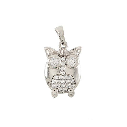 Silver Plated Owl CZ Pendant | Wholesale Jewelry