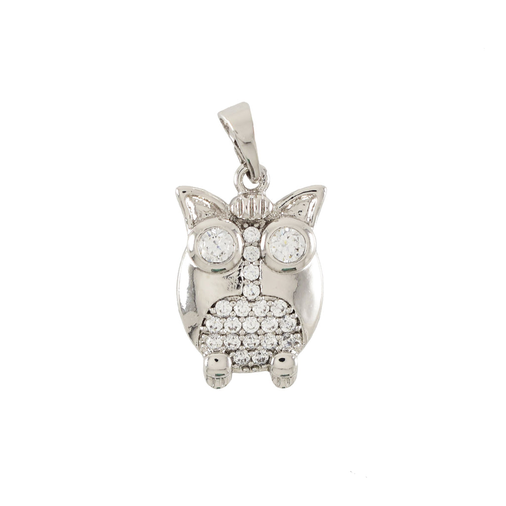 Silver Plated Owl CZ Pendant