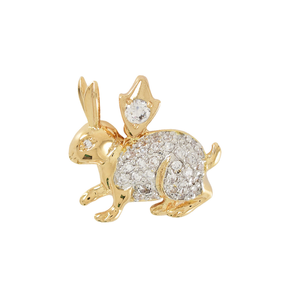 Gold Plated Rabbit Pendant Charm with cz