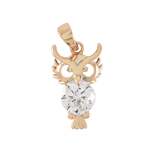 Gold Plated Owl Pendant Charm With CZ | Wholesale Jewelry