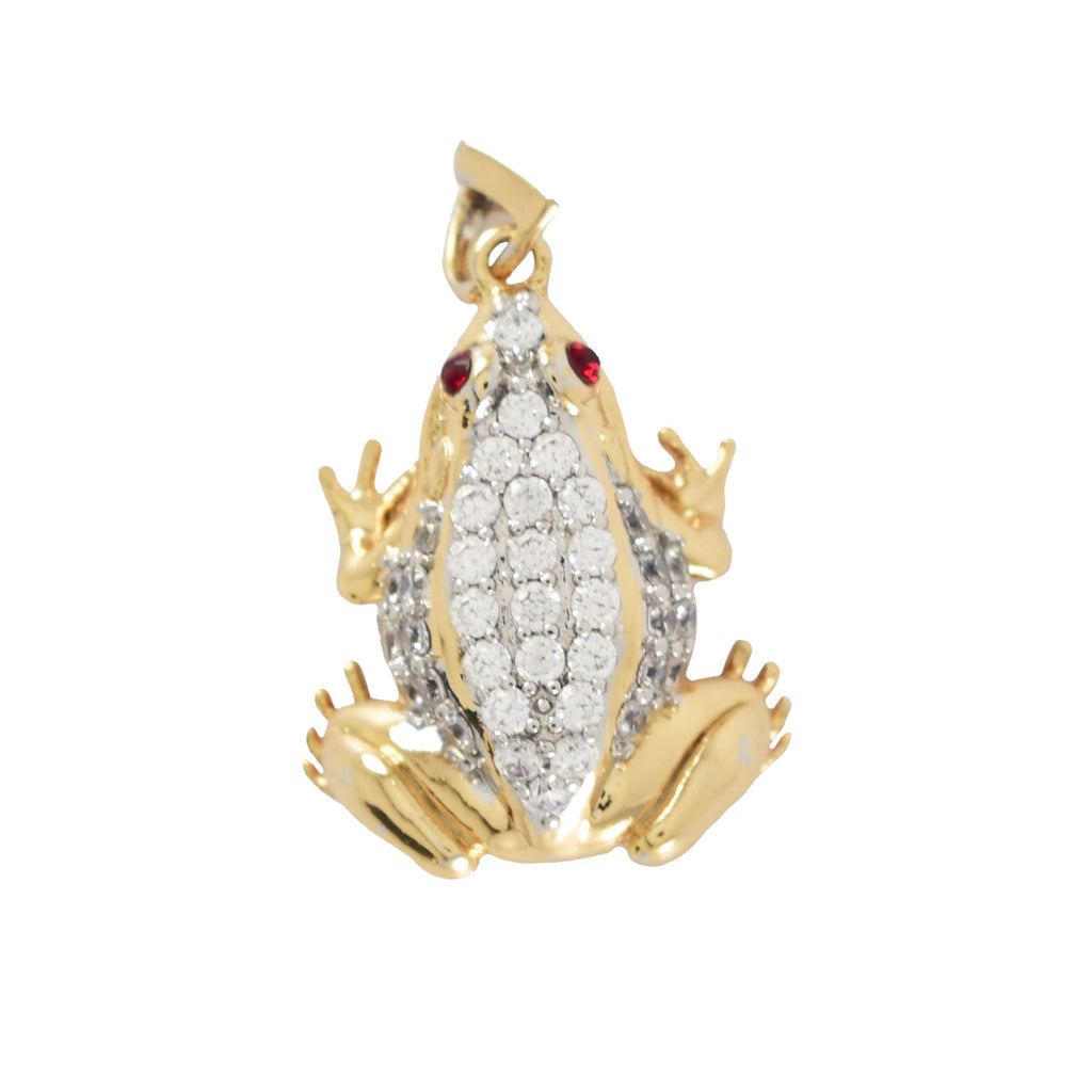 Gold Plated Frog Pendant Charm with CZ