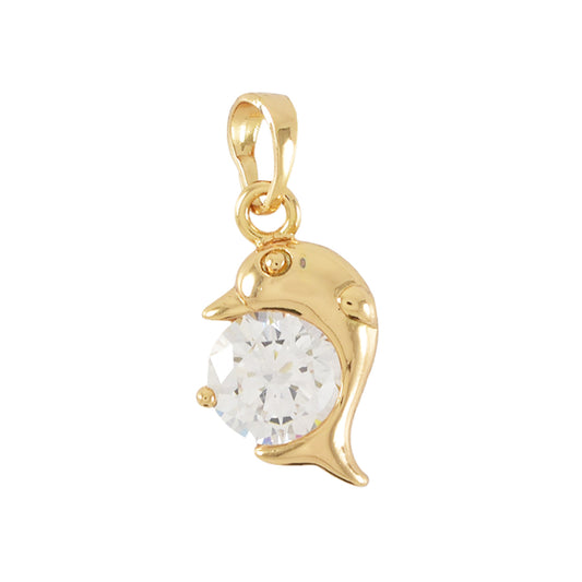 Gold Plated Dolphin Pendant Charm with CZ | Wholesale Jewelry