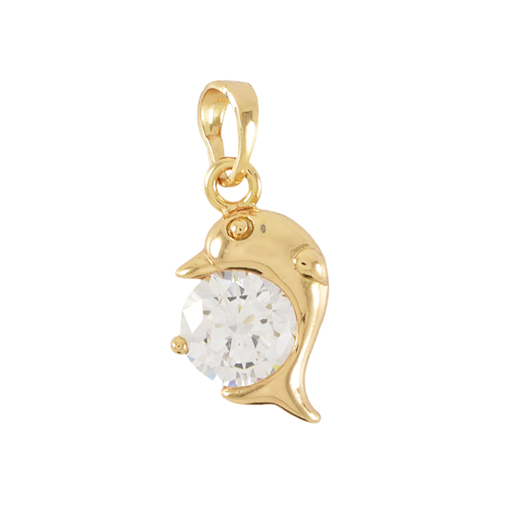 Gold Plated Dolphin Pendant Charm with cz