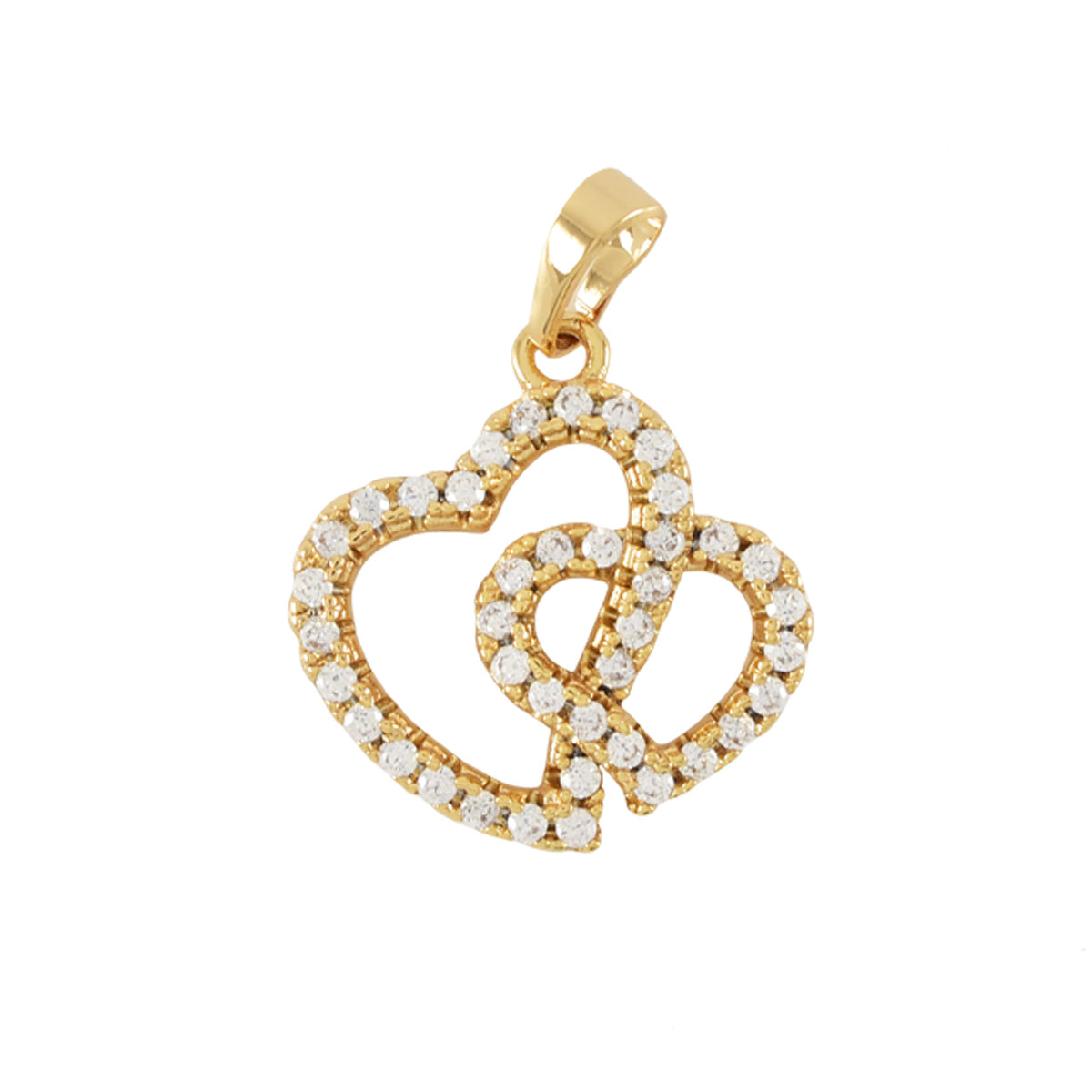 Gold Plated Heart Pendant Charm with CZ | Wholesale Jewelry