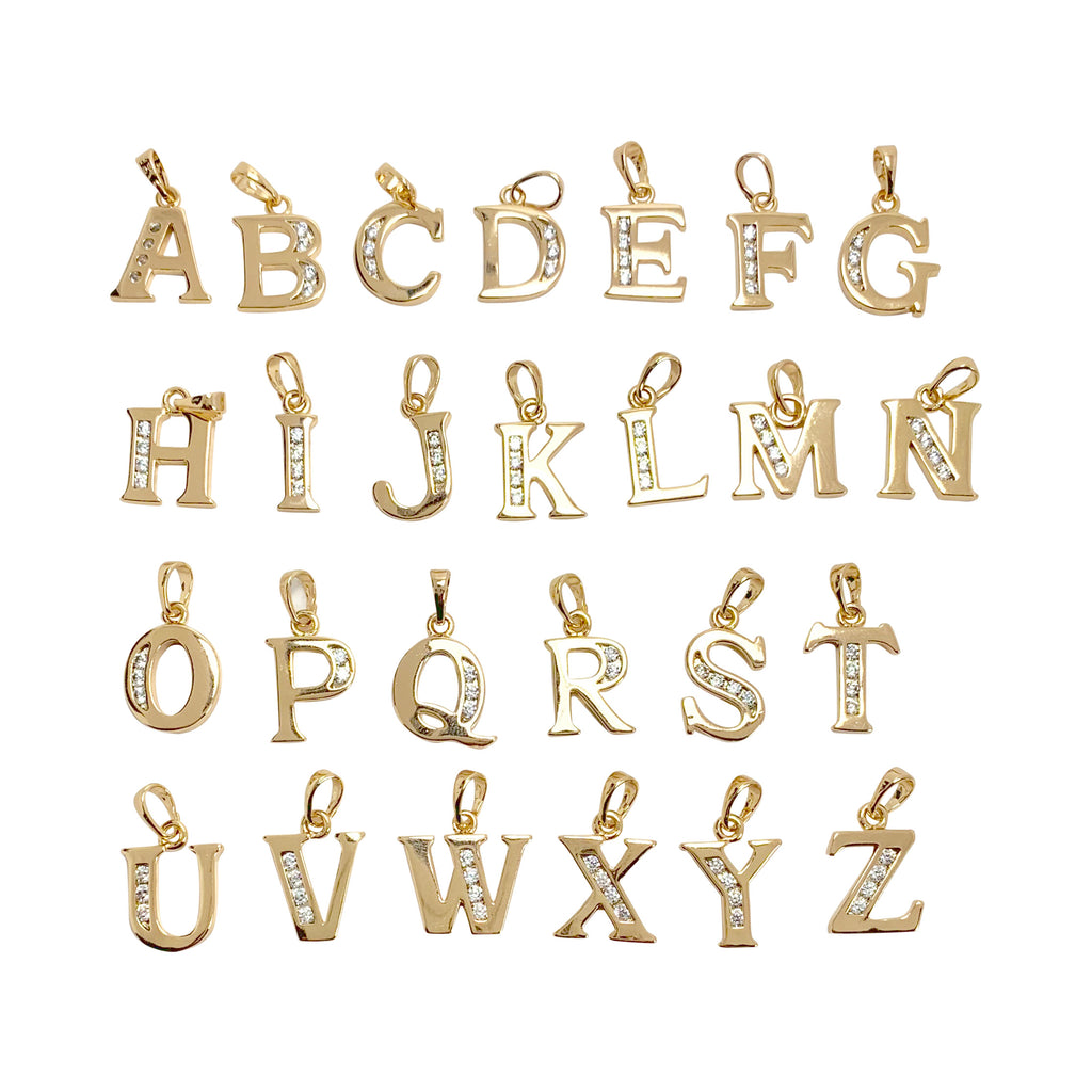 Letters Alphabet Pendant A-Z Gold Plated Pendant with CZ