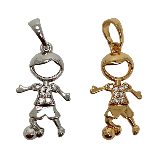 Boys Kids Soccer Ball Pendants Gold Plated Pendant | Wholesale Jewelry