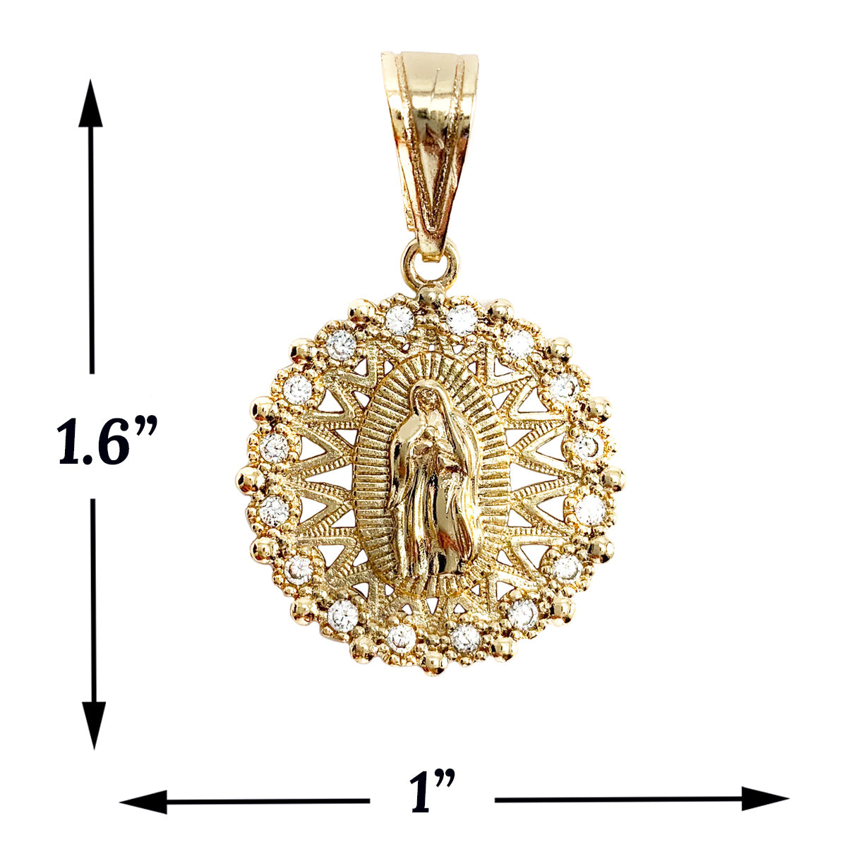 Gold Plated Religious Virgin Mary CZ Pendant Charm | Wholesale Jewelry