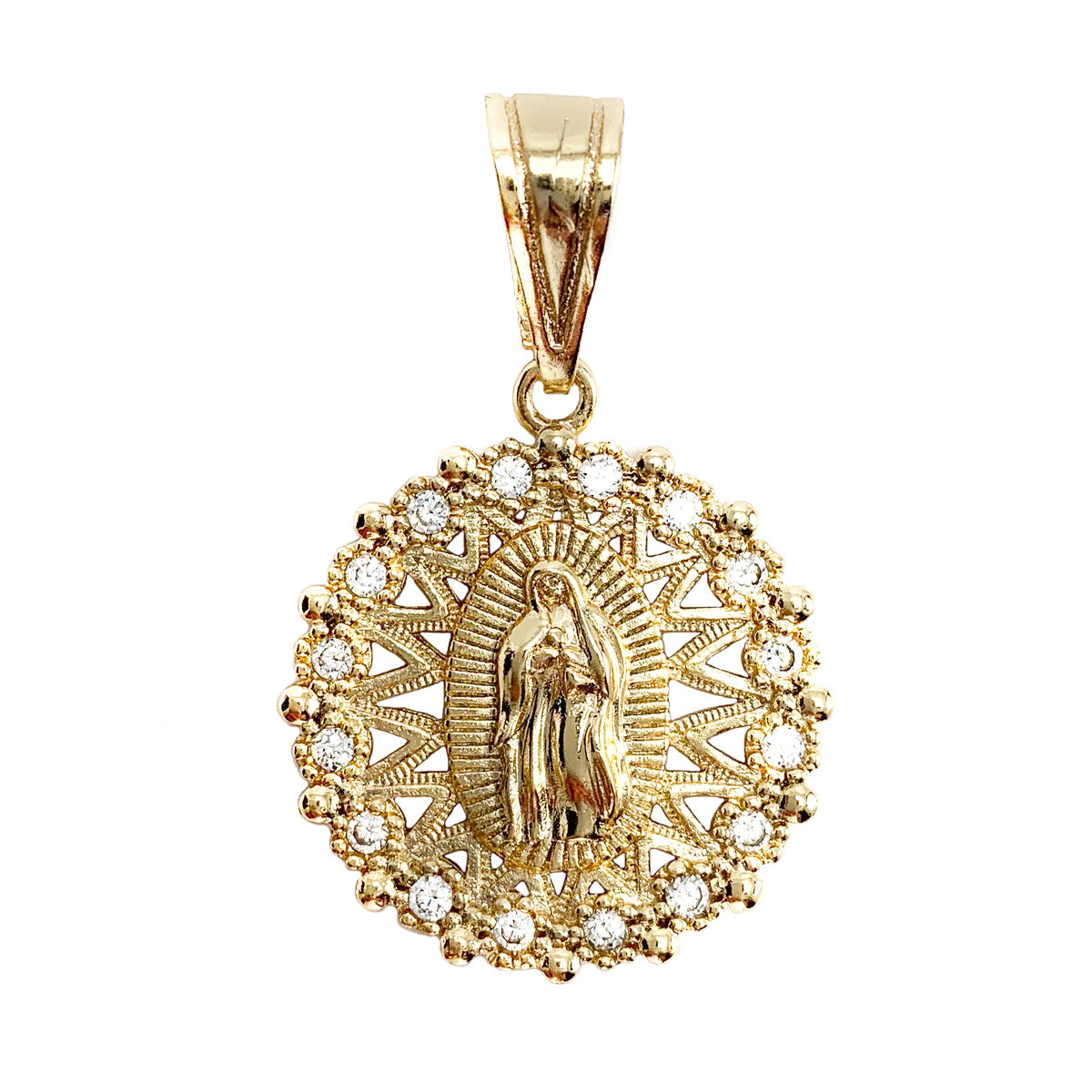 Gold Plated Religious Virgin Mary CZ Pendant Charm | Wholesale Jewelry