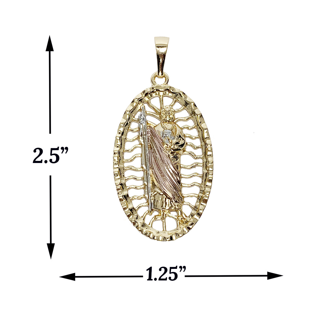 Gold Plated San Judas Tadeo Pendant Charm | Wholesale Jewelry