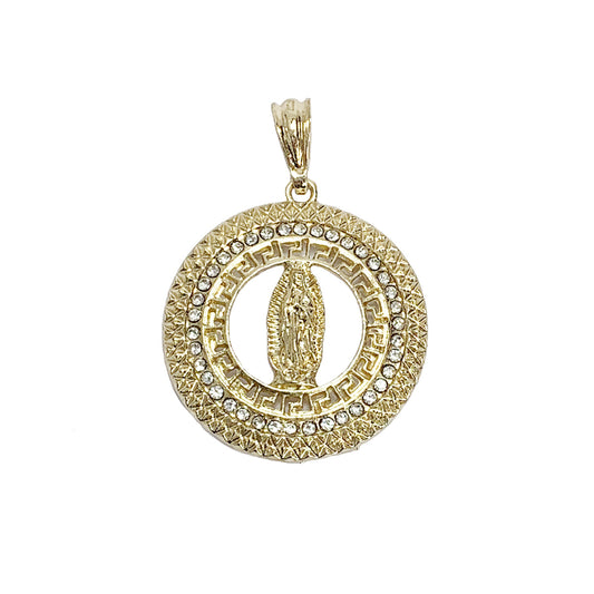 Gold Plated Religious Virgin Mary Pendant Charm with CZ  | Wholesale Jewelry