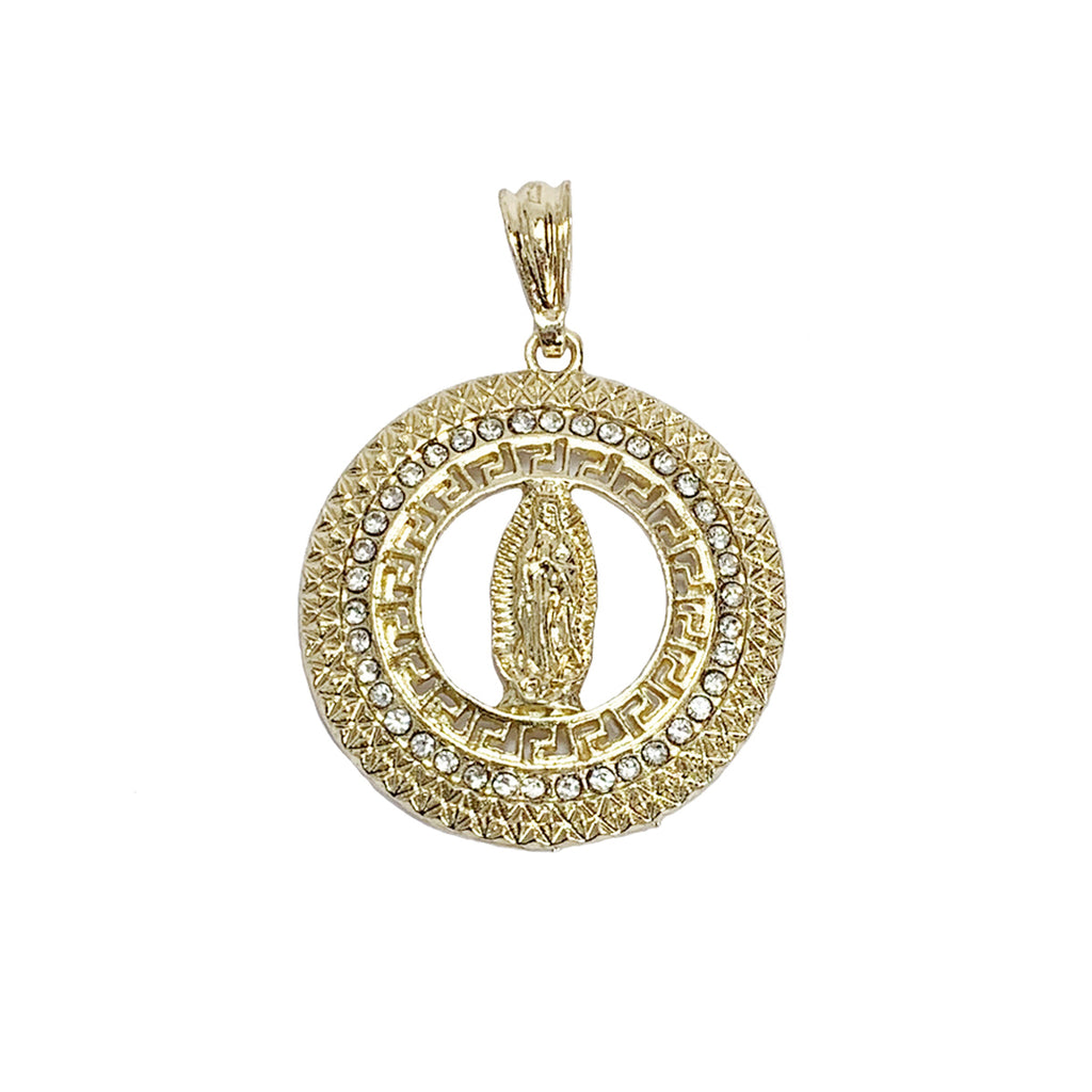 Gold Plated Religious Virgin Mary Pendant Charm with cz