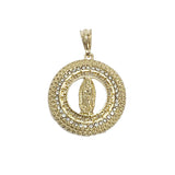 Gold Plated Religious Virgin Mary Pendant Charm with cz