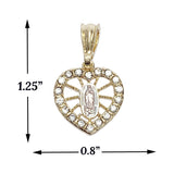 Gold Plated Religious Virgin Mary CZ Pendant Charm