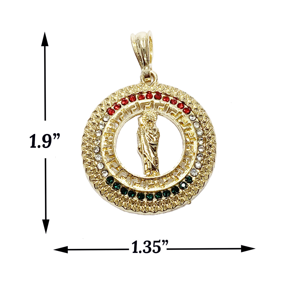 Gold Plated San Judas Tadeo Pendant Charm with CZ | Wholesale Jewelry